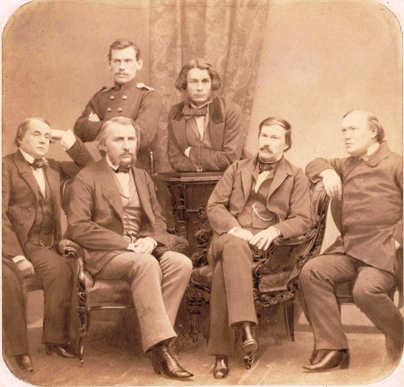 Группа писателей - авторов "Современника". С фот. Левицкого, 1856. КПН 41